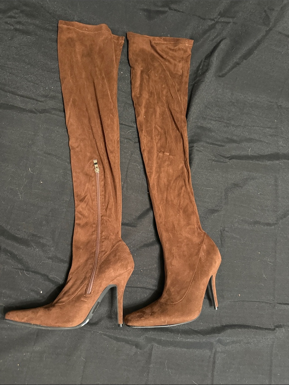 Chestnut Suede Over-the-Knee Stiletto Boots
